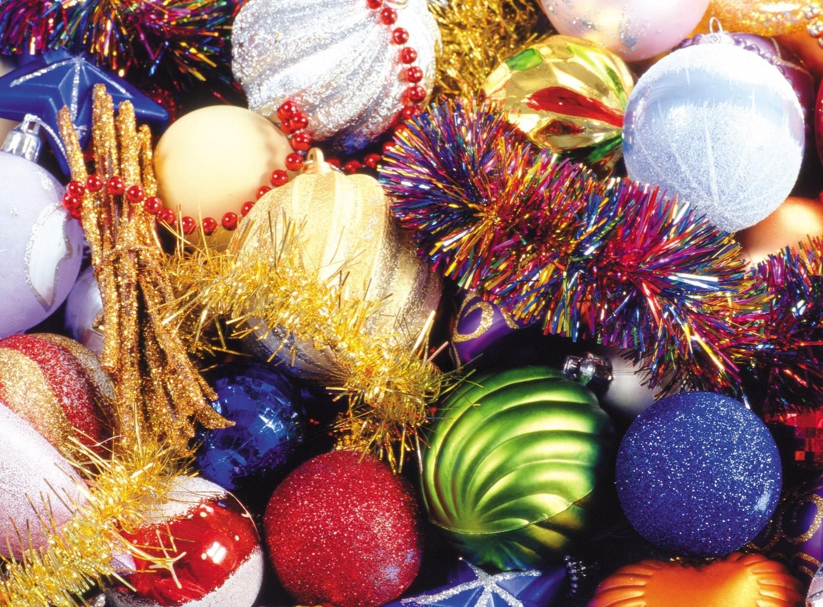 Christmas Decorations Balloons Colorful Tinsel Glitter Attributes