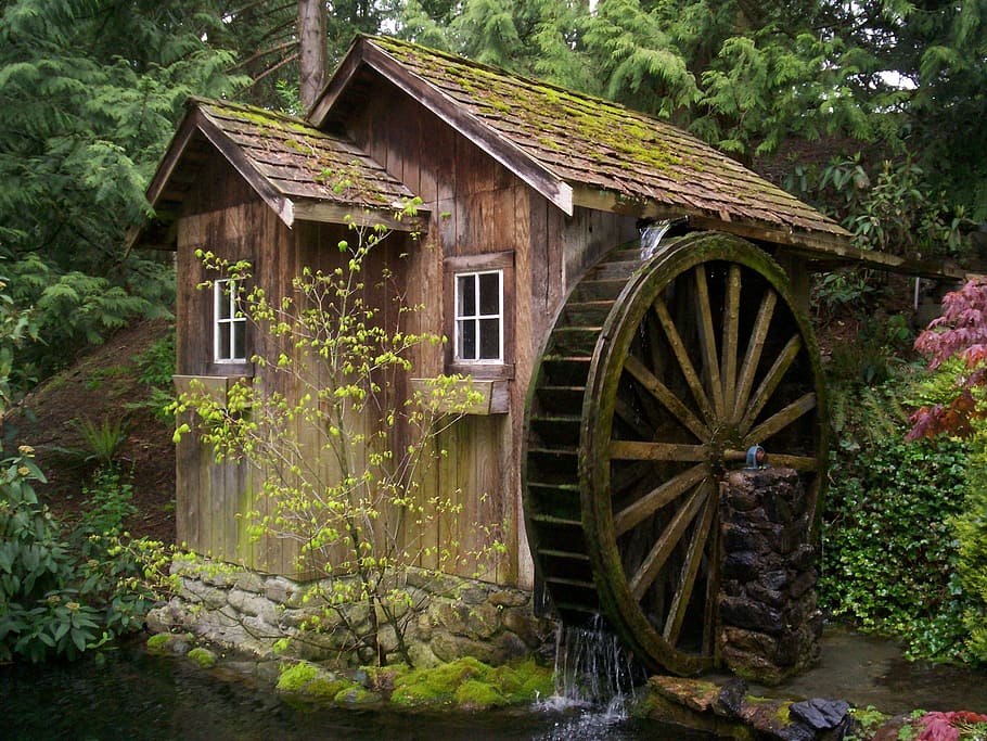 HD Wallpaper Photo Of Brown House With Water Mill Waterwheel