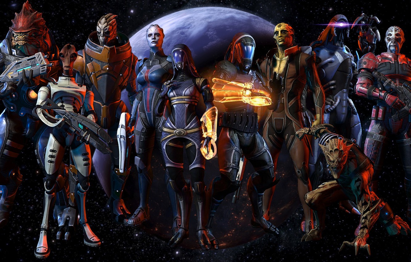 Wallpaper Game Mass Effect Multiplayer Quarian Turian Image