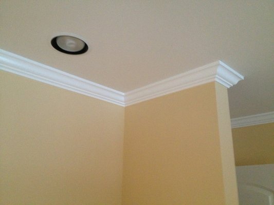 Smoothed Out Wallpaper Walls New Crown Molding And Paint Yelp