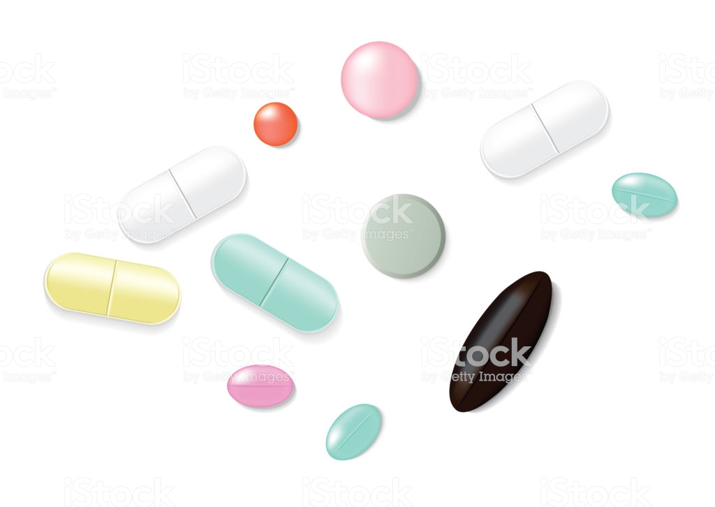 Mix Medicine Pill And Vitamin Background Illustration Stock