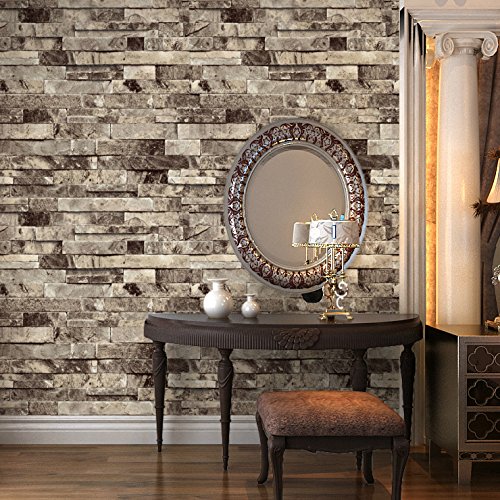 Faux Brick Stone Textured Wallpaper Roll Multi color 3D Decor Blocks