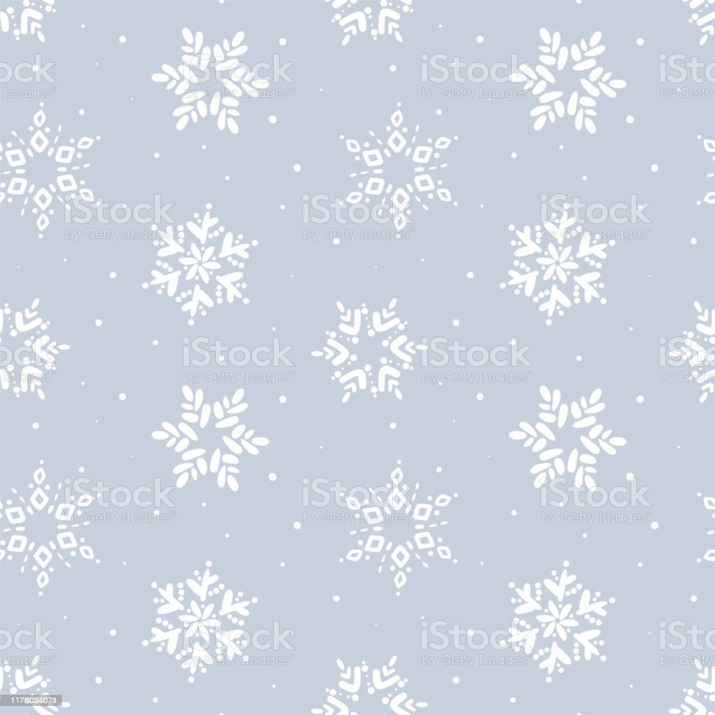 Christmas Seamless Pattern Winter Snowflake Vector Pattern Flat