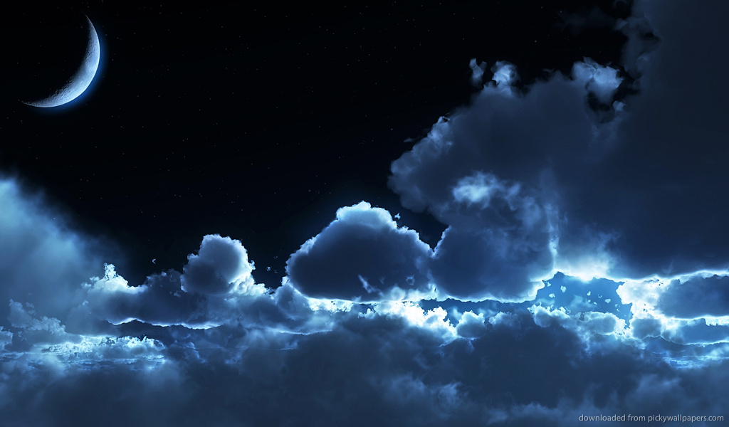 Night Blue Clouds And Moon Wallpaper For Blackberry Playbook