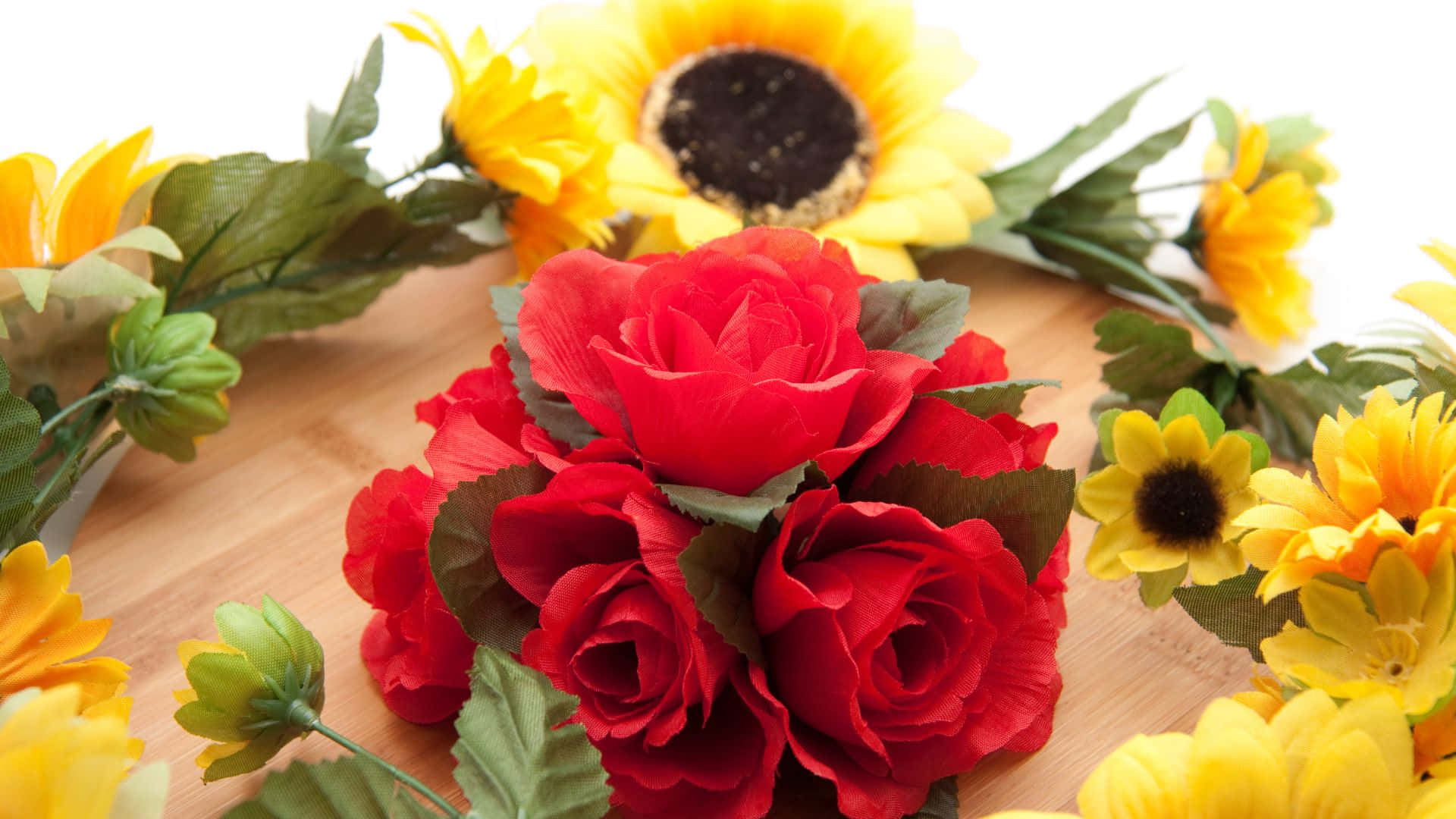 Sunflowers And Roses Wallpaper