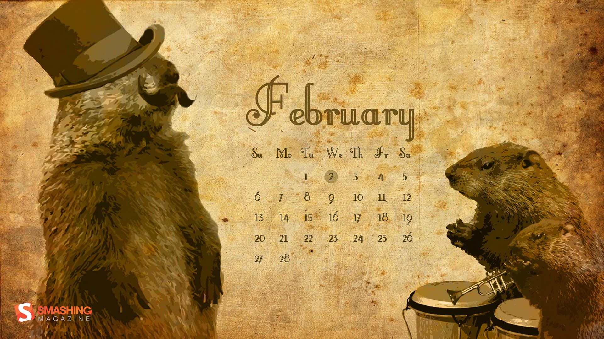 Wallpaper Groundhog Day February Calendar