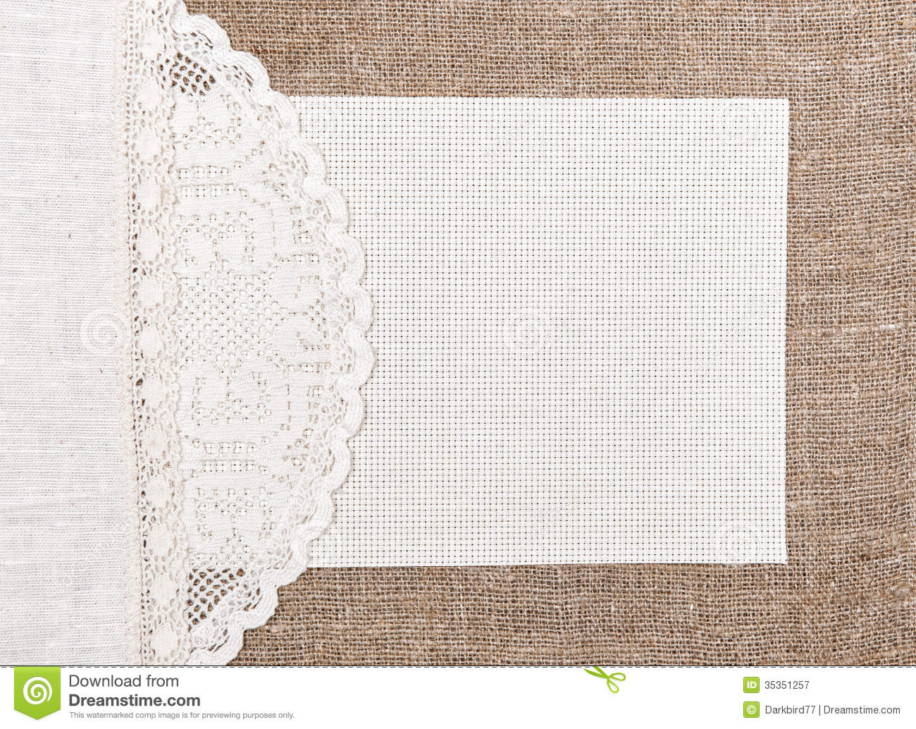 Blank Burlap And Lace Background S Card On With