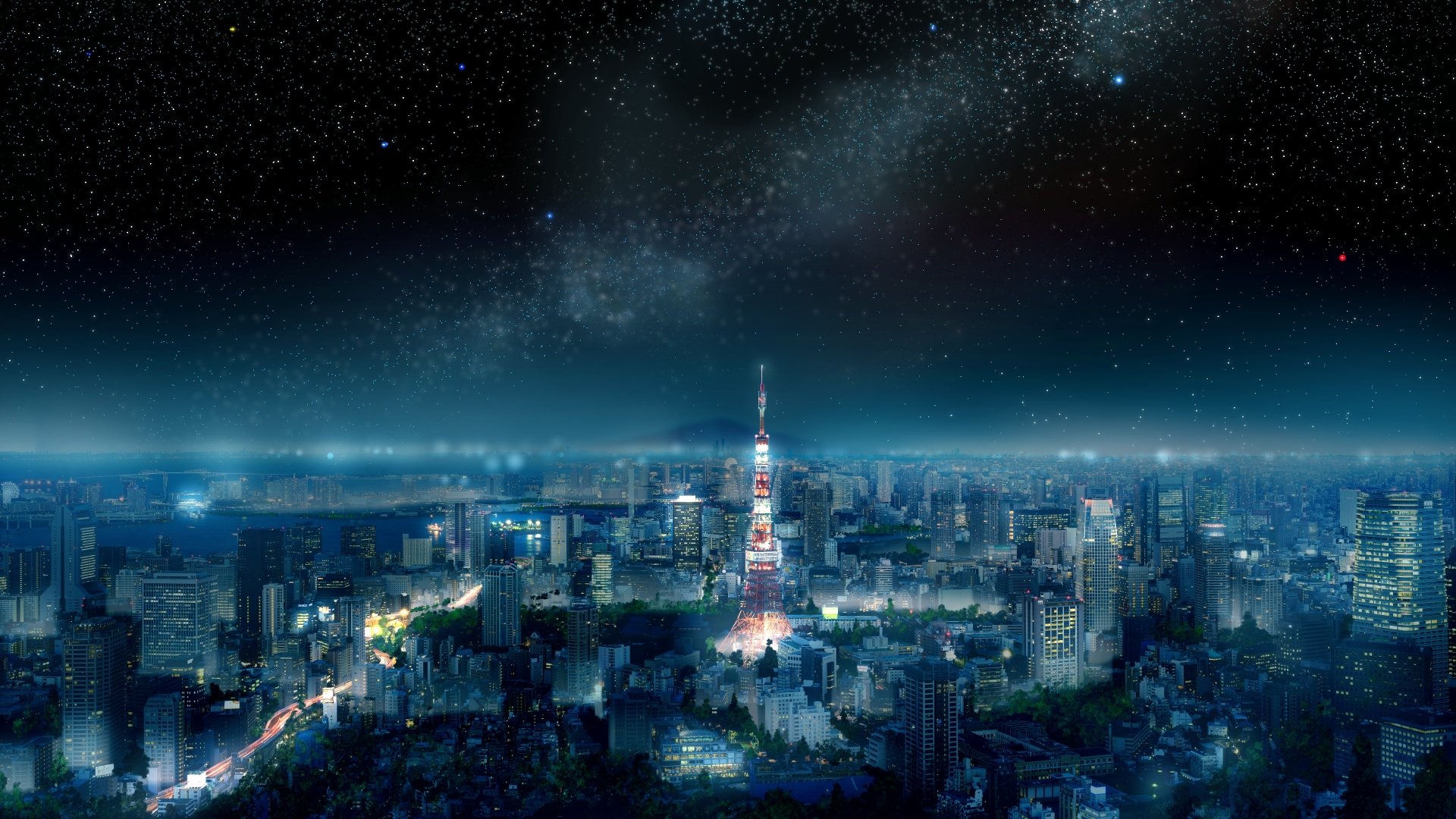 Tokyo Anime Nightscape Wallpaper