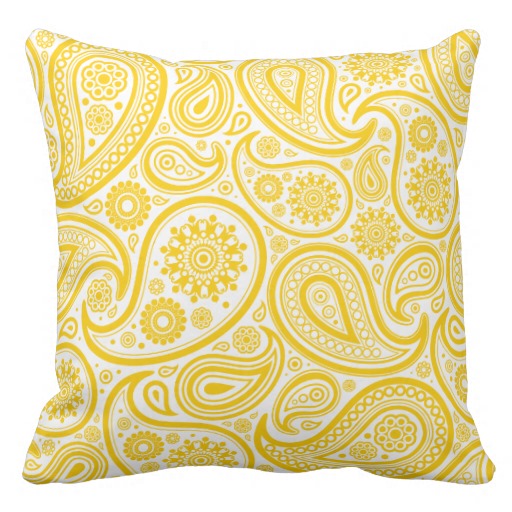 Yellow Paisley Floral Pattern Pillow From