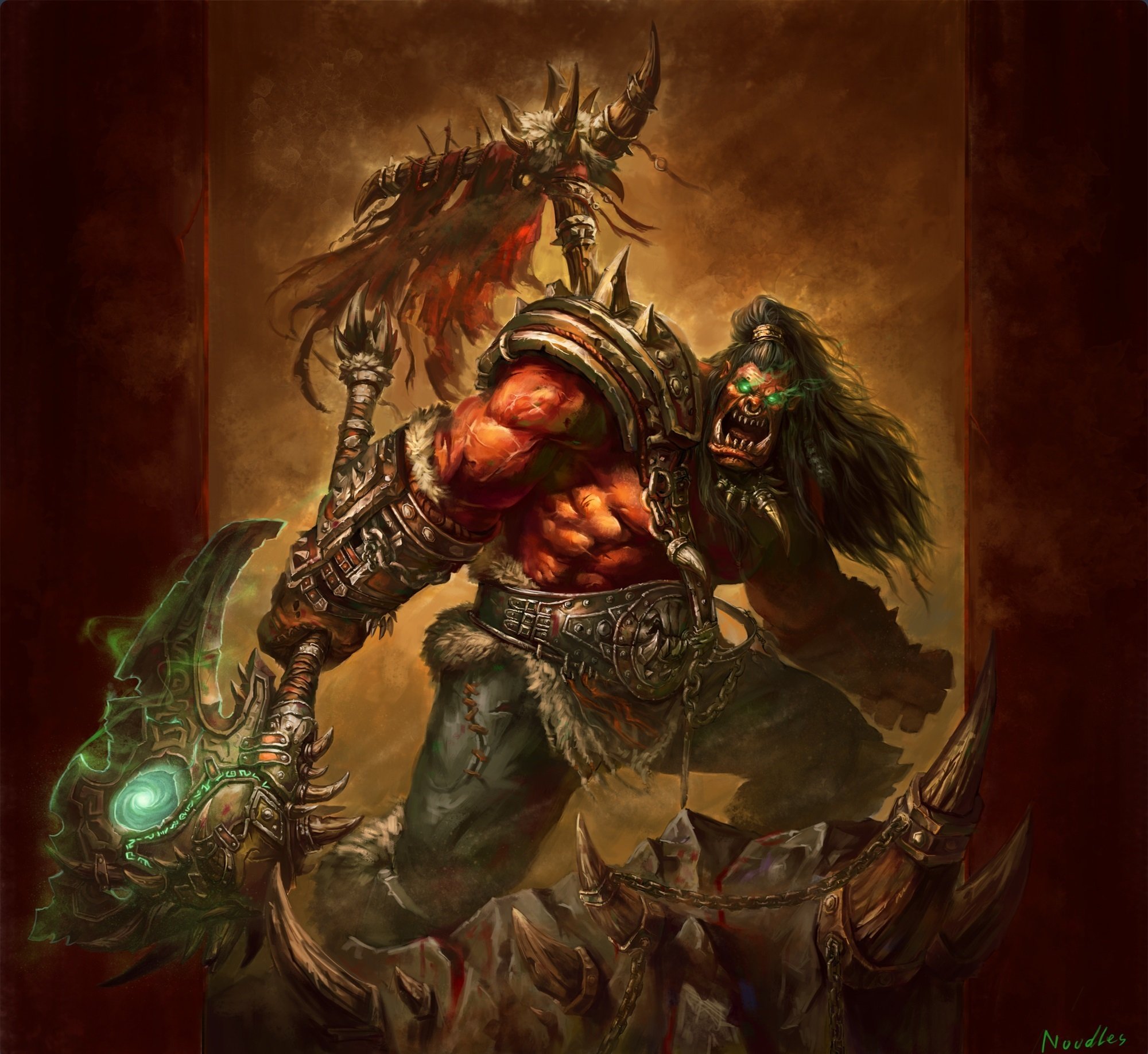 Wow Warriors Orc Thrall Ork Battle Axes Games Fantasy Wallpaper