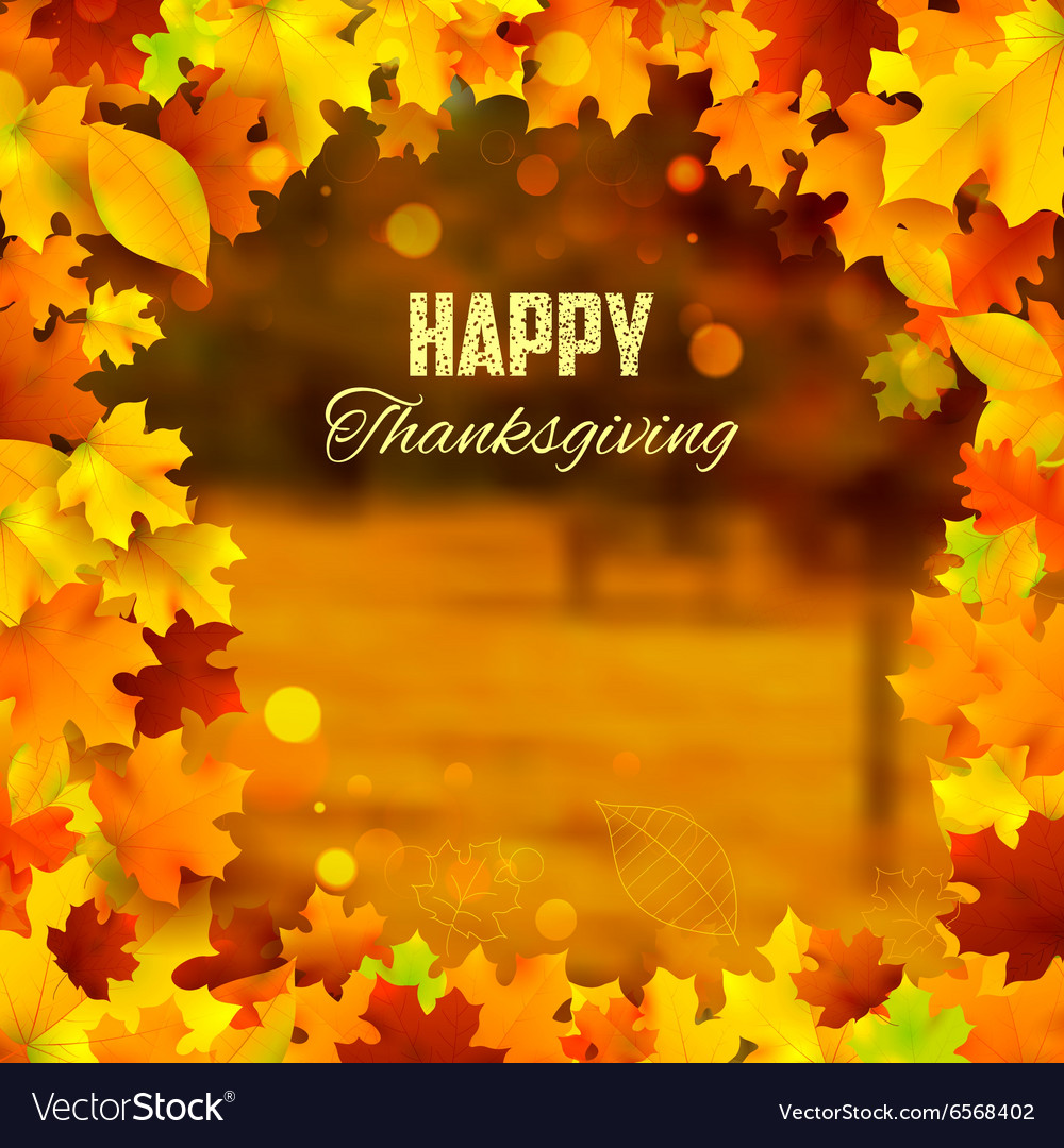 Happy Thanksgiving Background With Maple Leaves Vector Image