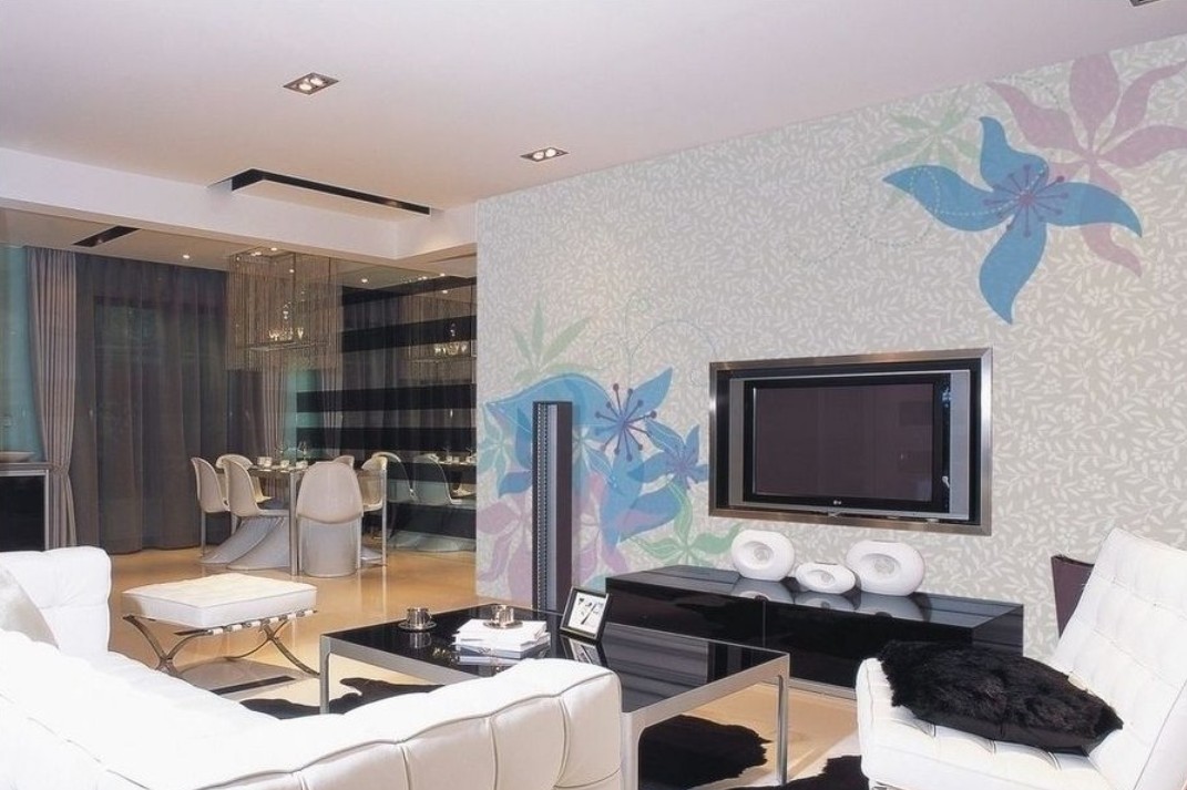 Living Room Decor Ideas Wallpaper For Tv Wall Interior Design