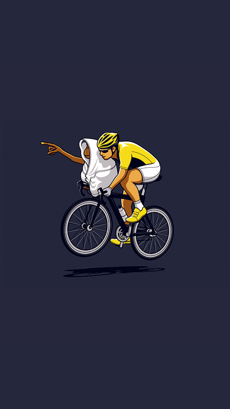 Et Riding Bike Funny Illustration iPhone Wallpaper Cycling