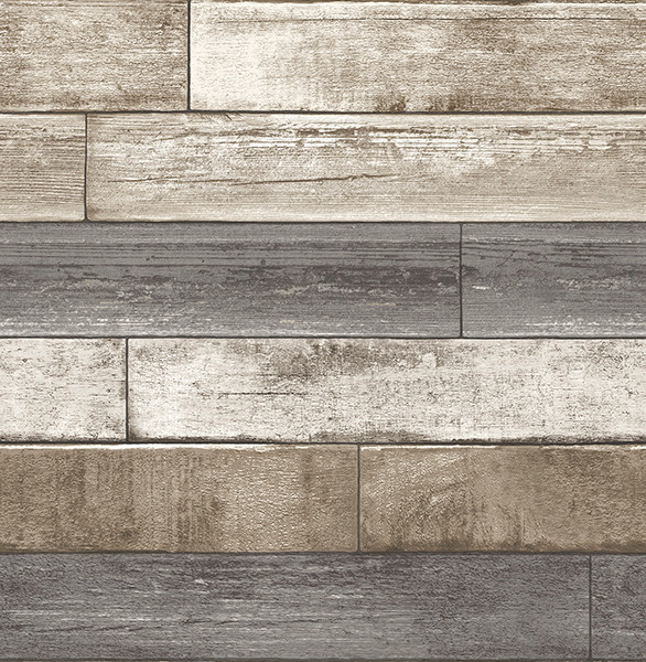 Weathered Wood Plank Wallpaper Gray Taupe White Sample Modern Wall
