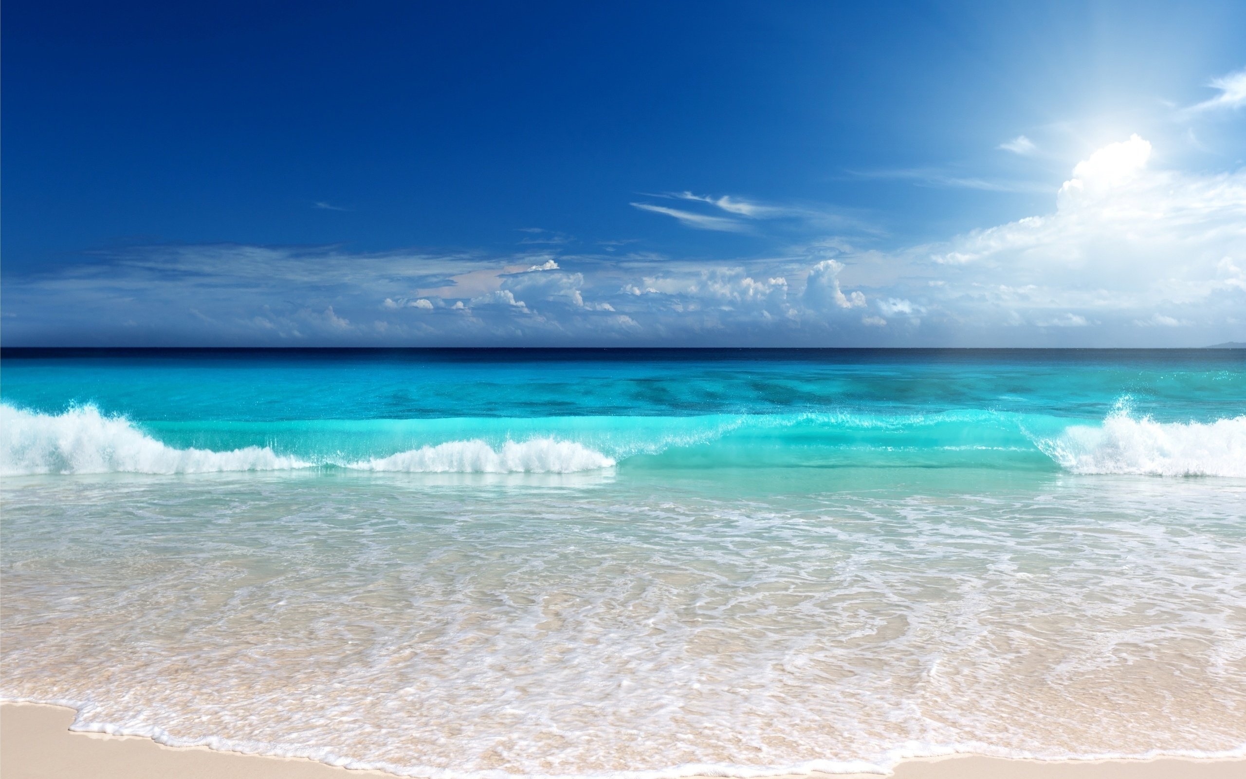 Shore Waves Horizon Sea Sand Beach Ocean Tropical Wallpaper HD