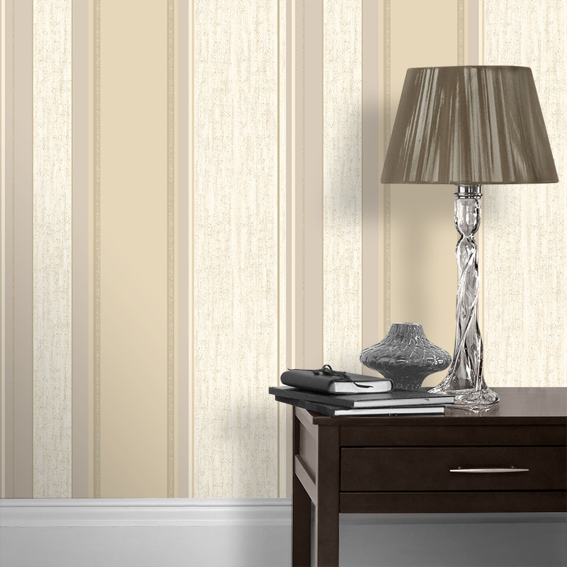 Vymura Synergy Glitter Stripe Wallpaper In Soft Gold M0869