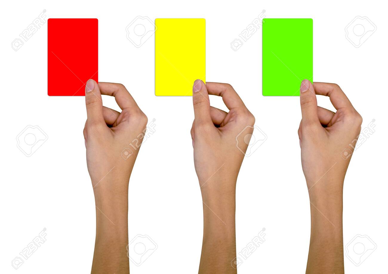 Holding A Card Yellow Green On White Background