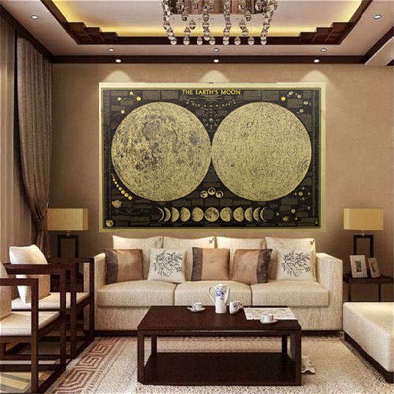 1pcs Moon Vintage Paper Wall Sticker Decal Poster Globe World