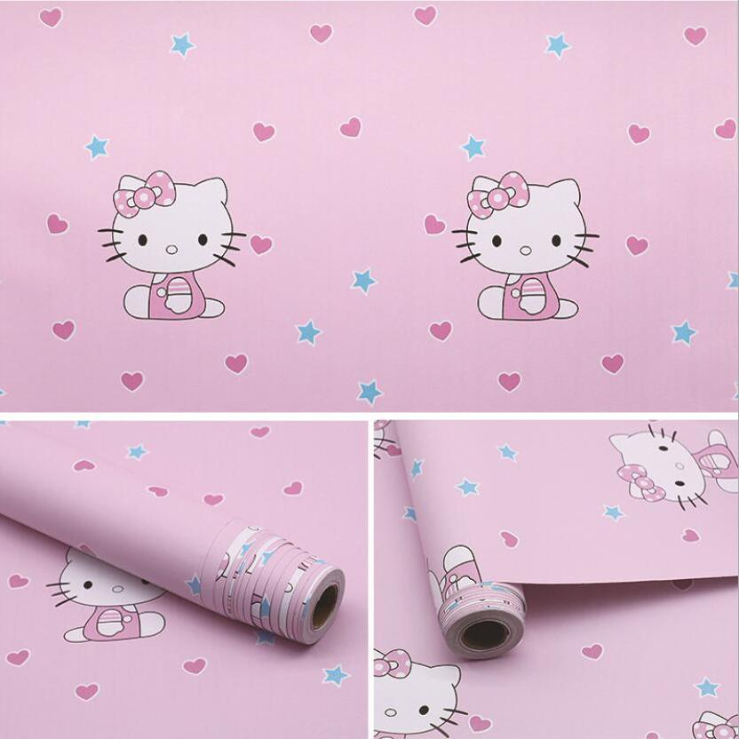 Cute Lovely Pink Hello Kitty Wallpaper Waterproof Self Adhesive