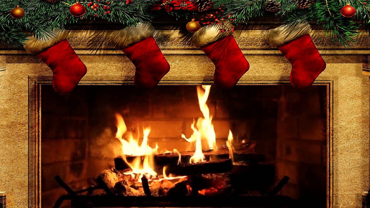 Merry Christmas Fireplace With Crackling Fire Sounds HD