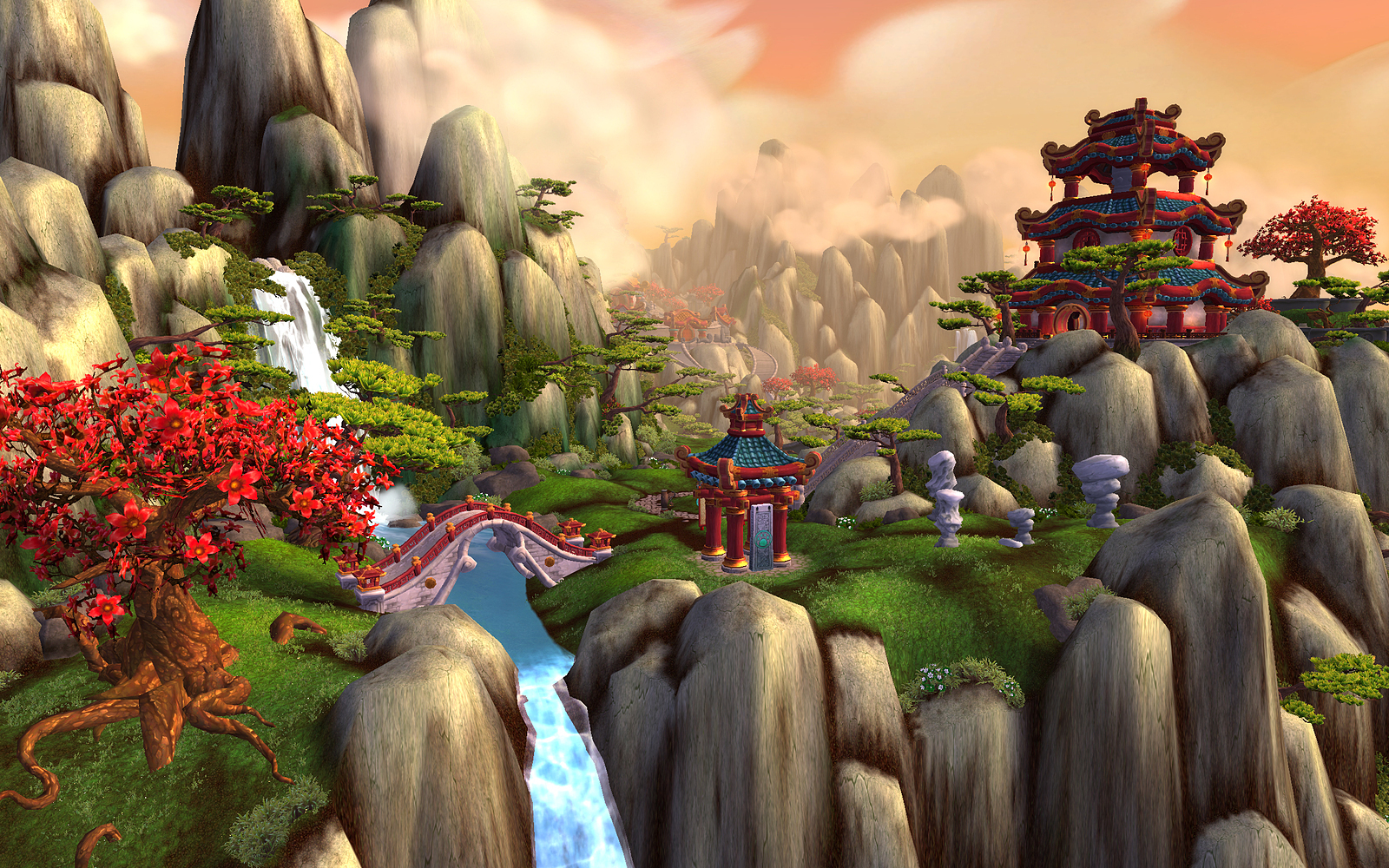 World Of Warcraft Mists Pandaria Cloud City Wallpaper