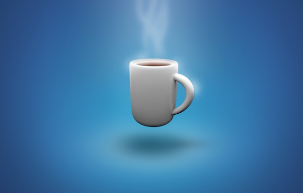 Wallpaper Coffee Cup Blue Background Cool Steam
