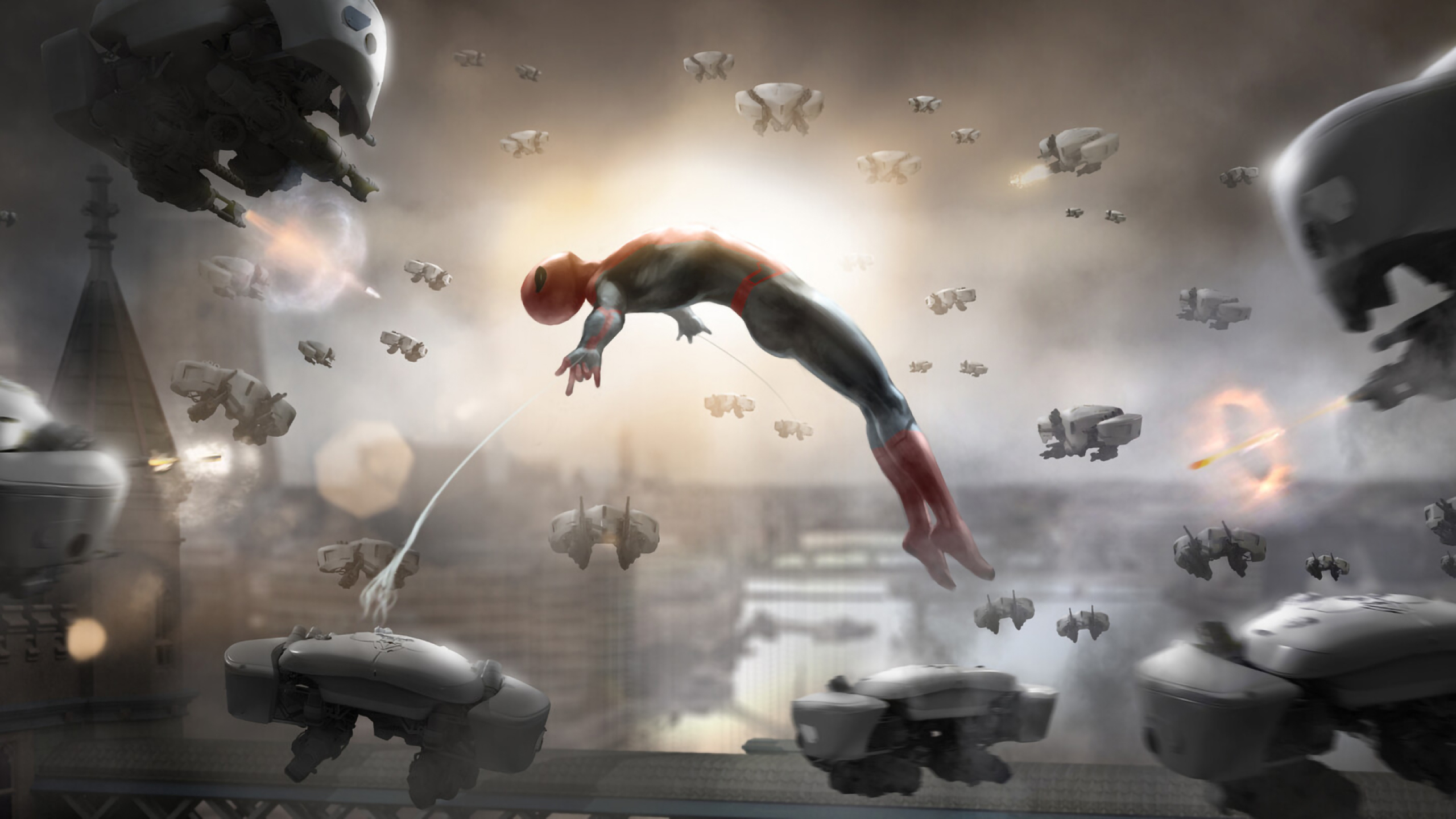 Spiderman Against Drones 1440p Resolution Wallpaper HD