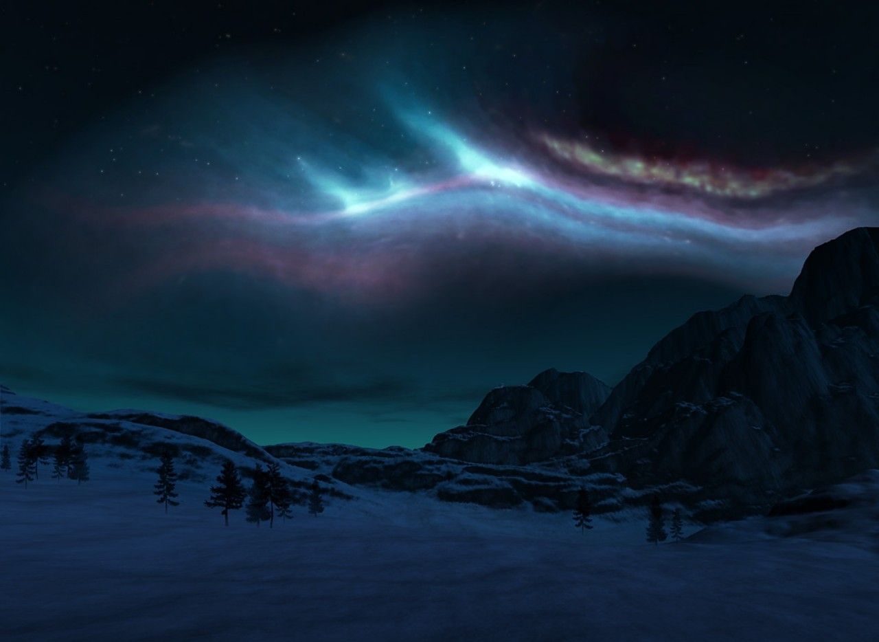 Night Alaska Aurora Colors Dark Sky Winter