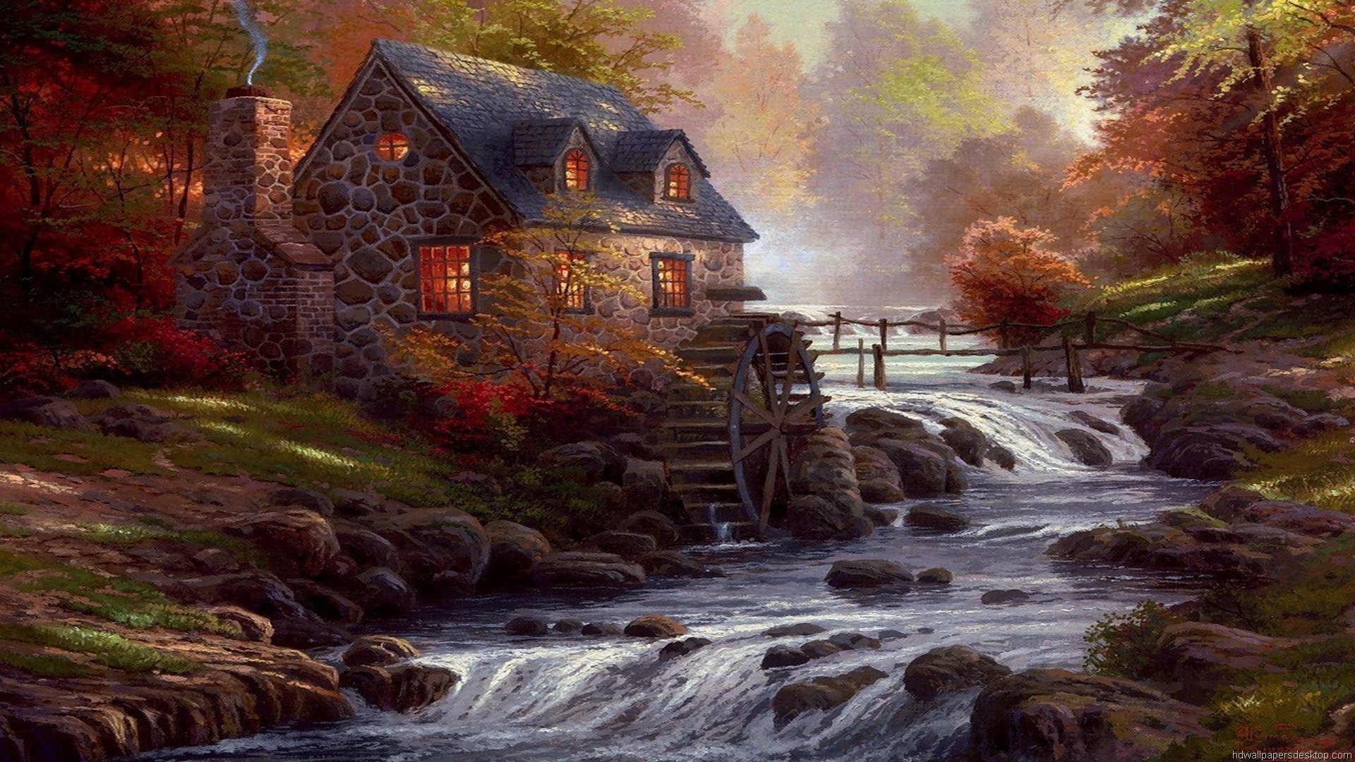 Thomas Kinkade Fall Desktop Wallpaper - WallpaperSafari