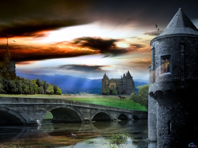 Wallpaper Castle and a stone bridge   Photos and Free Walls