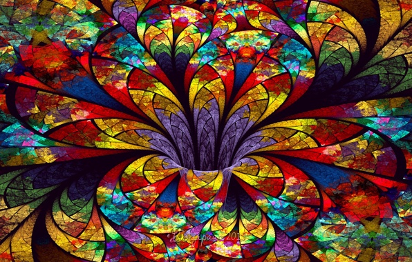 Wallpaper Flower Petals Volume Stained Glass Abstraction