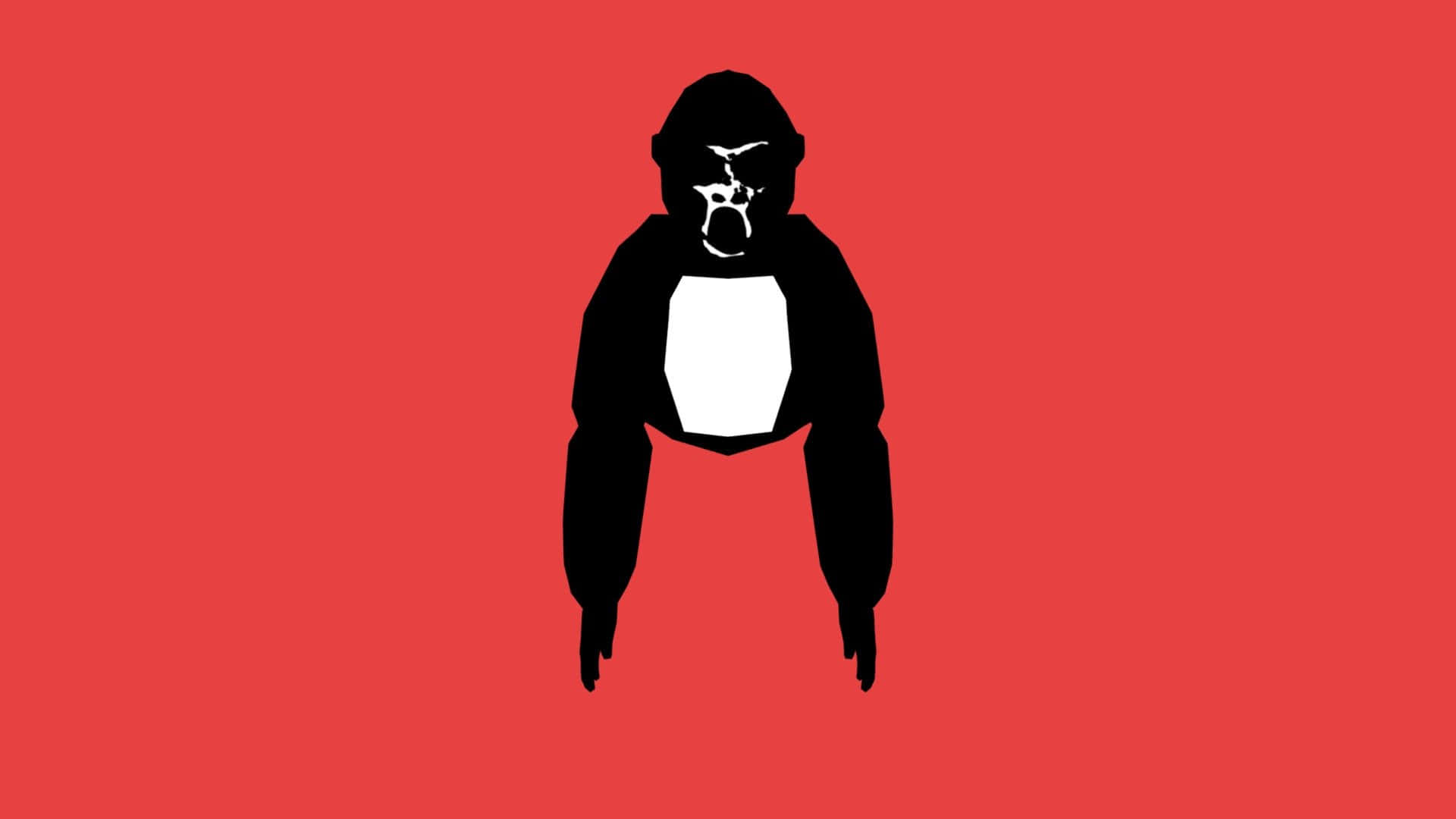 Stylized silhouette of a gorilla against a vibrant red background, possibly representing a character or logo from the VR game Gorilla Tag