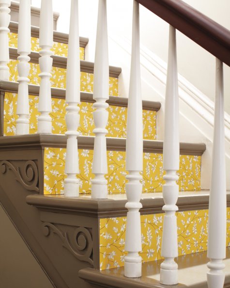 Wallpapered Stairs Martha Stewart