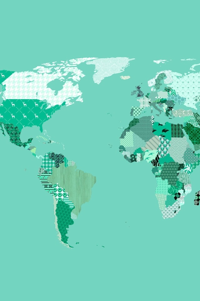 HD Green World Map Apple iPhone Wallpaper Background