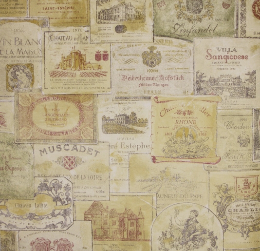 French Wine Labels Wallpaper Vintage