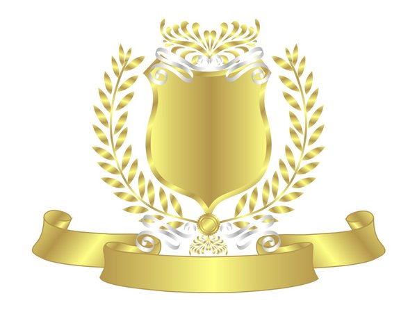 Gold Shield White Ribbon Blank With
