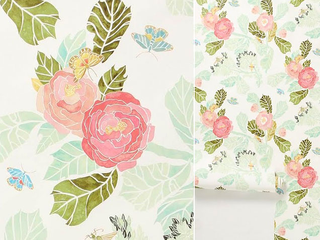 Discount Budget Alternatives To Anthropologie Peony Wallpaper
