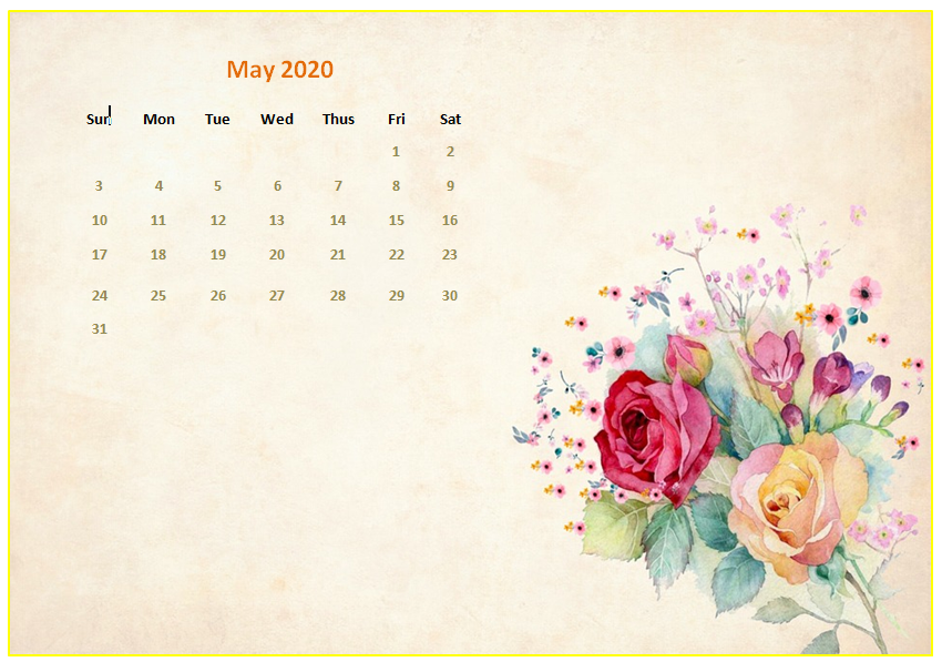 Cute May Calendar Floral Wall Design
