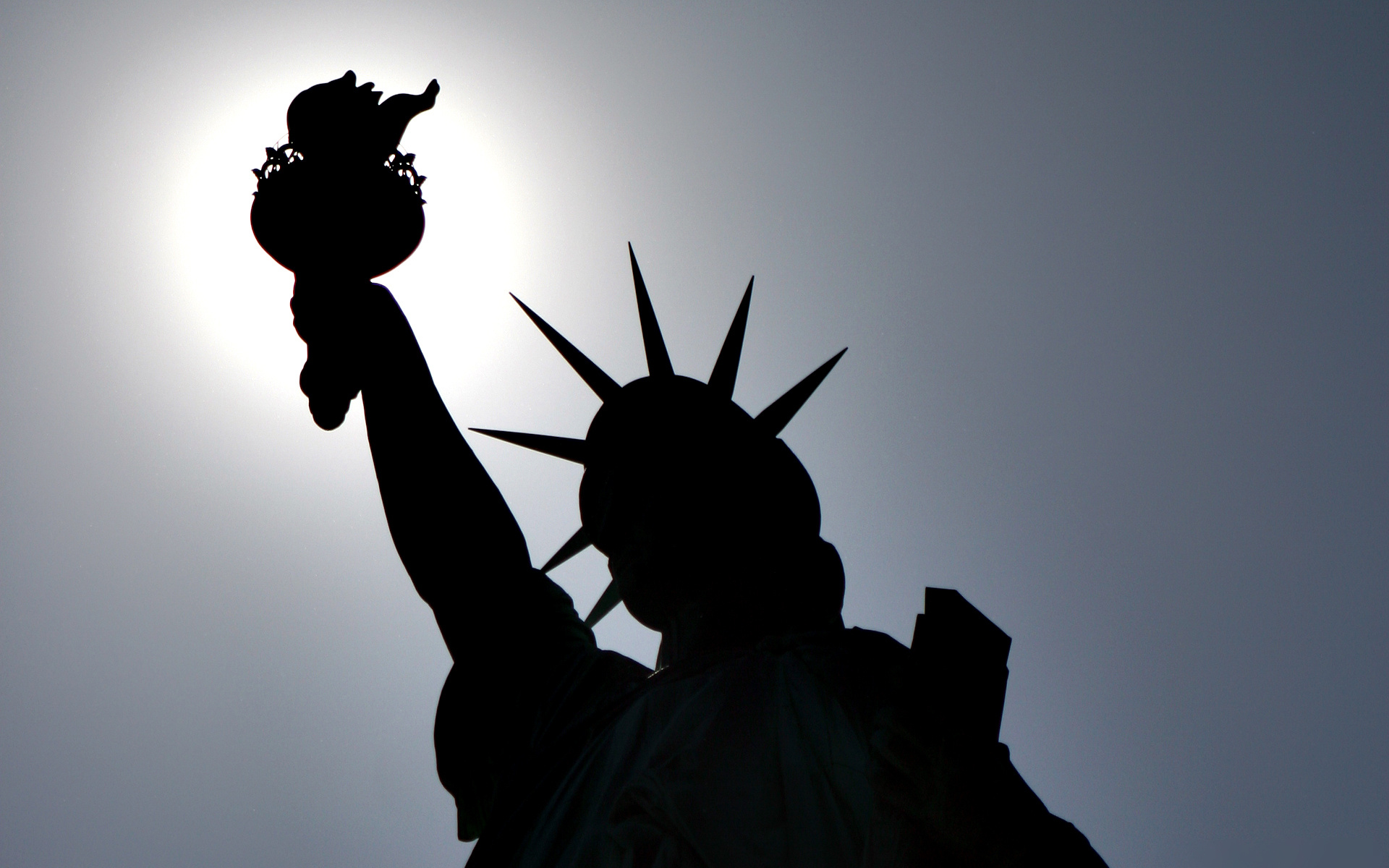 Wallpaper Silhouette Statue Of Liberty New York Usa Desktop
