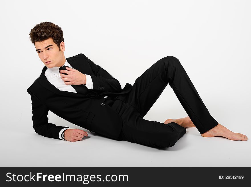 Young Businessman Barefoot Isolated On White Background Free