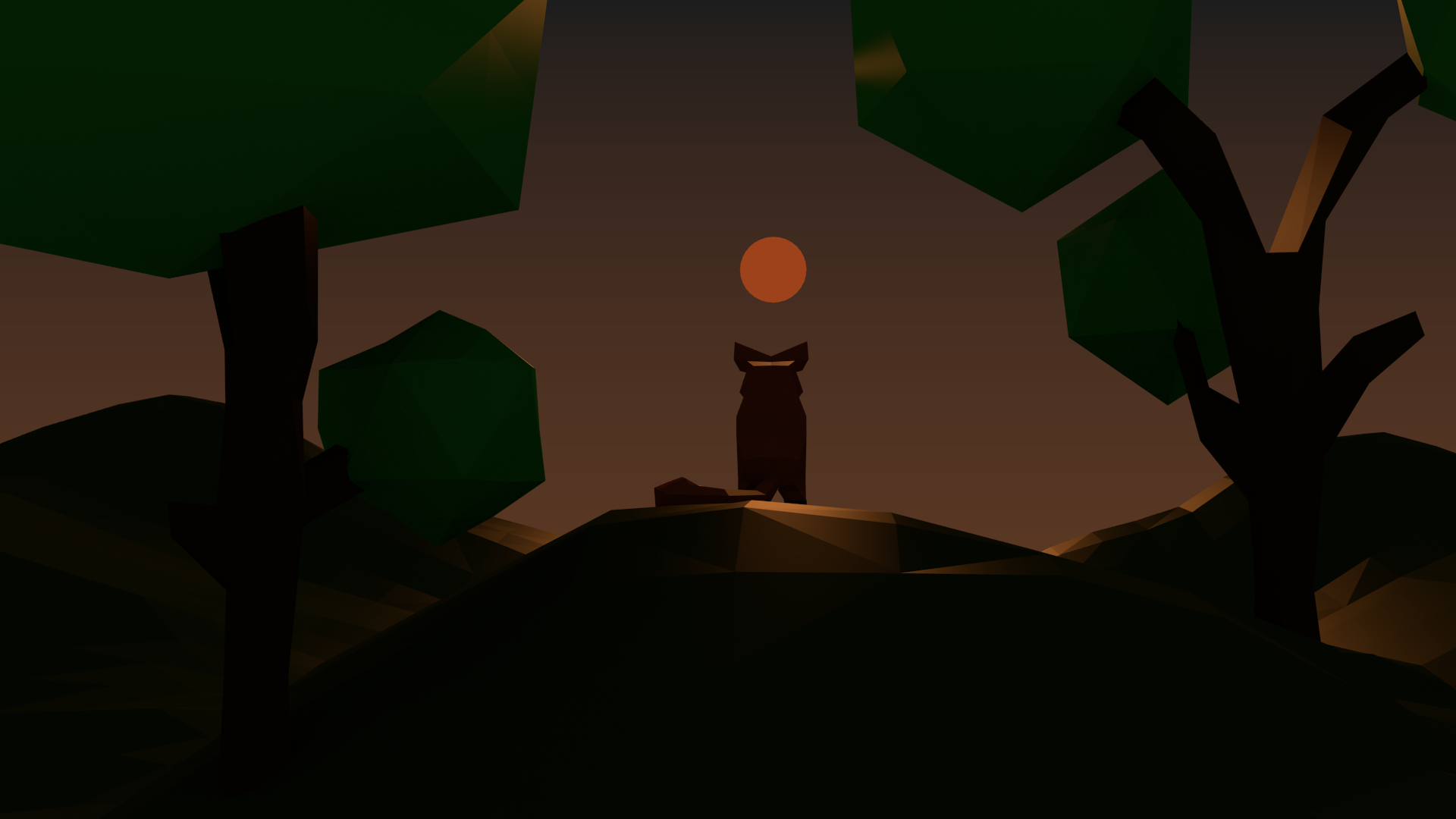 Wallpaper Fox Sunset Nature Alone Low Poly 3d