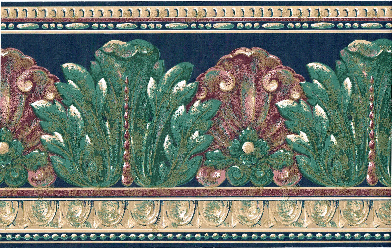 Free download Victorian Green Burgundy Navy Blue Acanthus Leaf Scroll