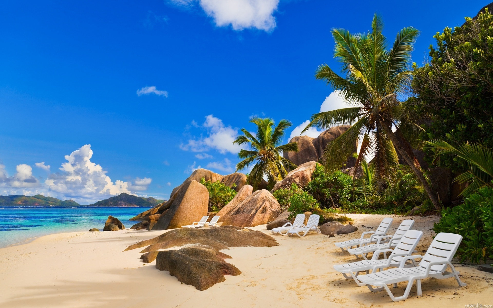 Ocean Wallpaper Vacation Beach Sand Deck Chairs Desktop Nature