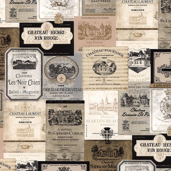 Vintage Wine Label Wallpaper French Kitchen Cafe Bar Old Country East
