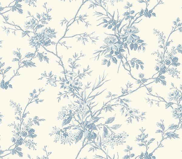 Interior Place   Blue Floral Toile Wallpaper SM21555 2160 http