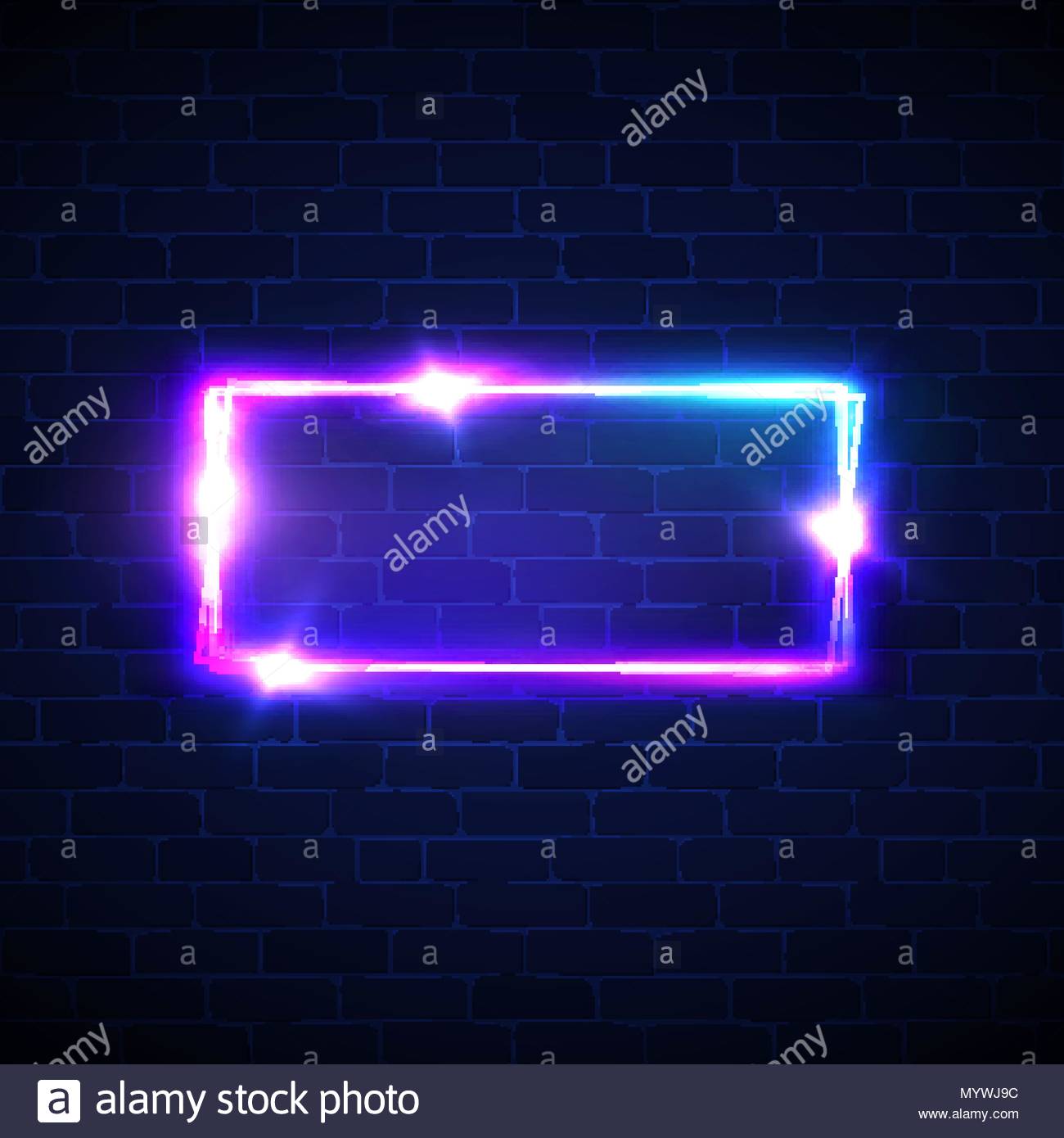 Neon Signage Rectangle Frame With Glowing Electric Bright 3d