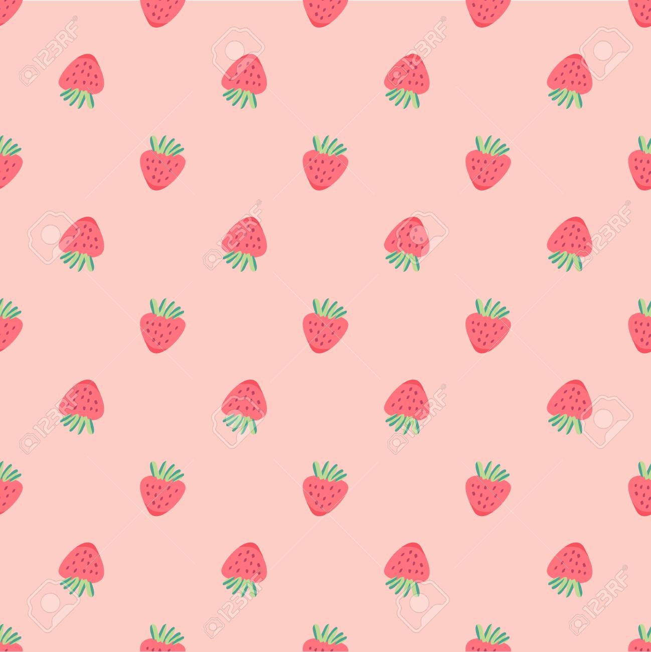 Strawberry Vector Pattern Background Fruit Illustration On White