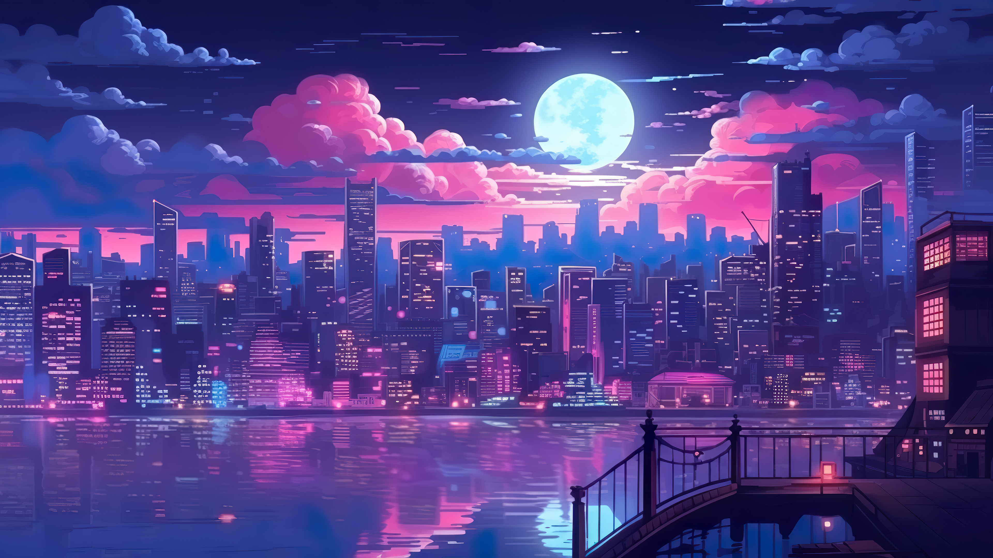 City Buildings Night Sky 4k Wallpaper