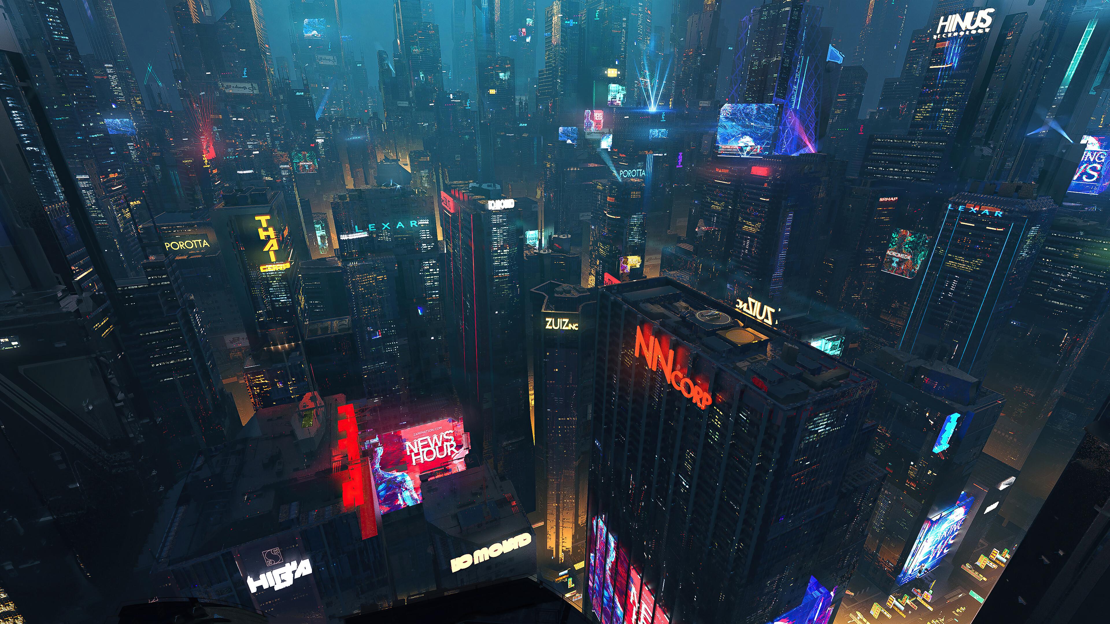 Cyberpunk City Skyscraper Sci Fi HD 4k Wallpaper