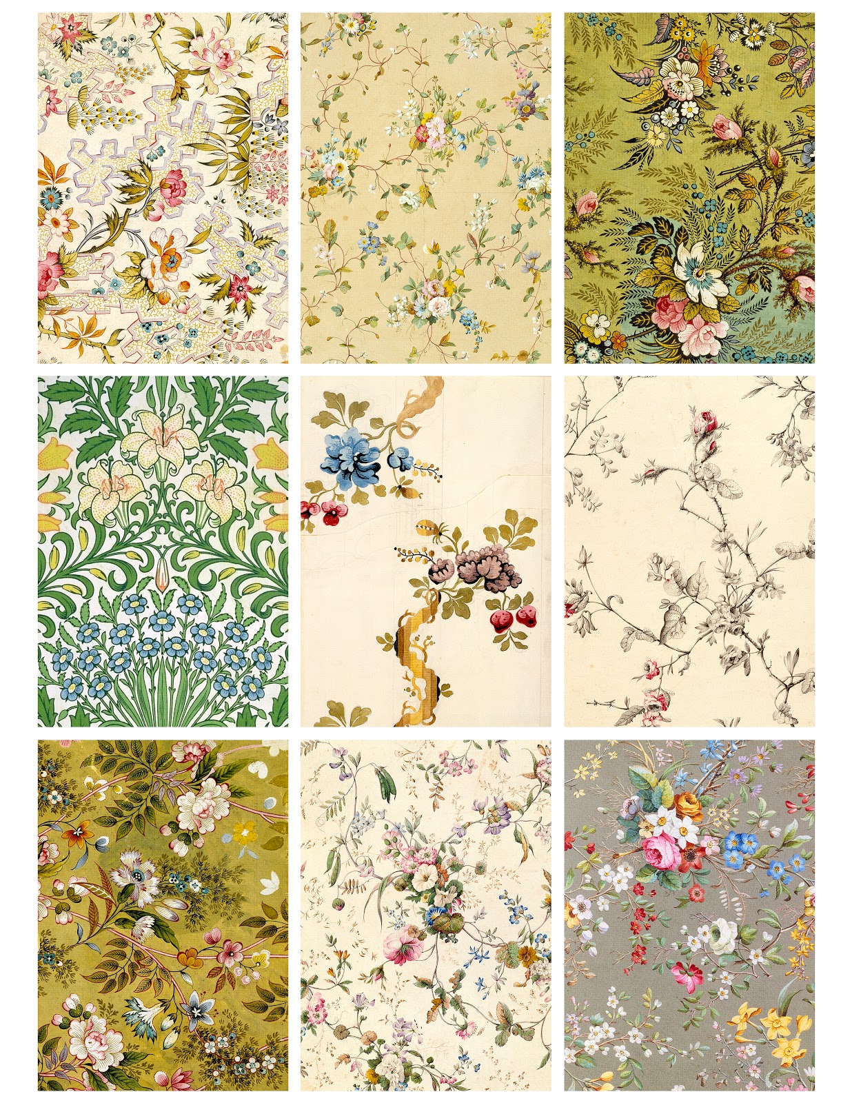 Jodie Lee Designs Printable Antique Flower Wallpaper Cards